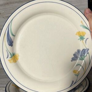 Set Of 2 Lenox Chinastone Buttercups On Blue Salad / Side Plates 8 3/8”